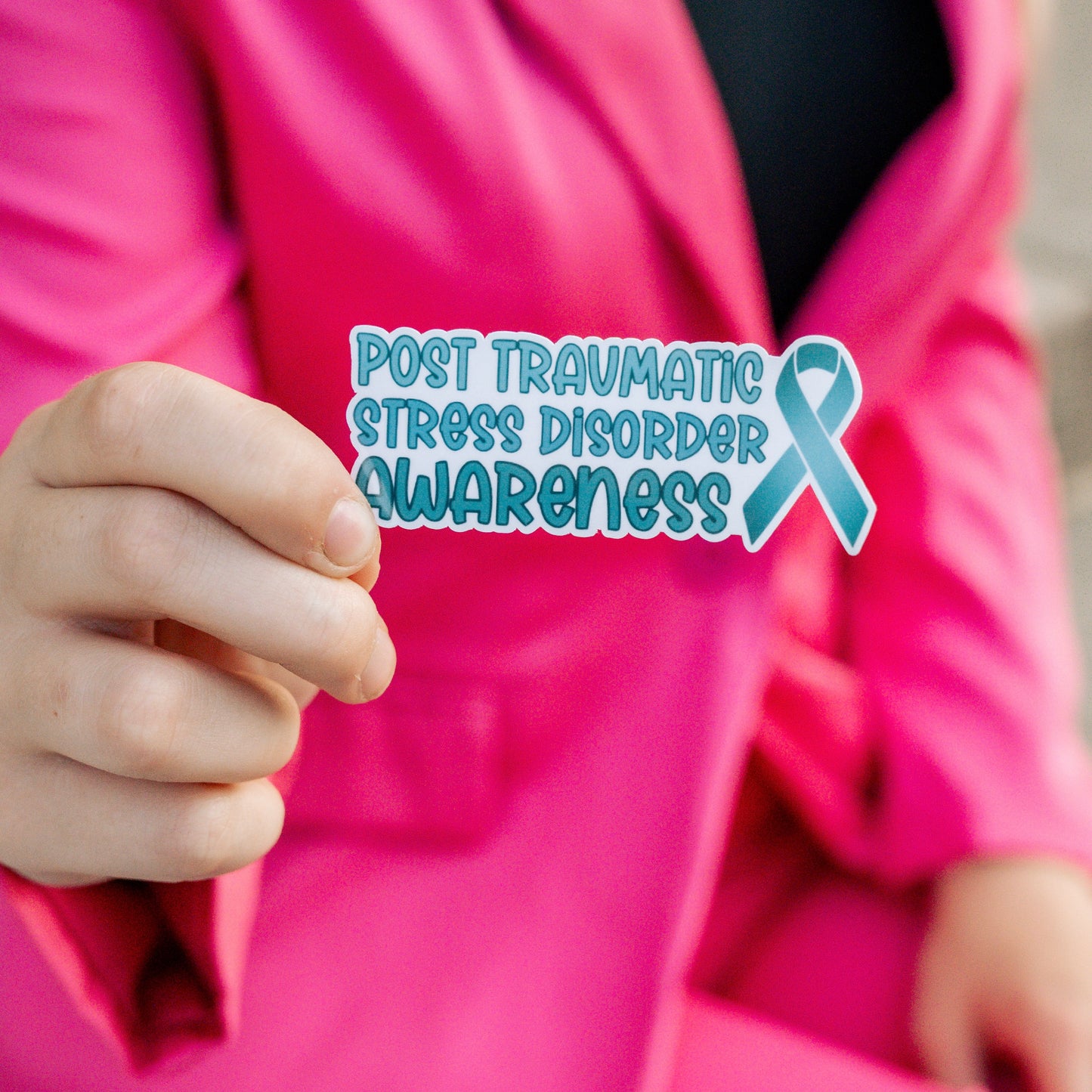 Post Traumatic Stress Disorder Awareness with Ribbon Sticker