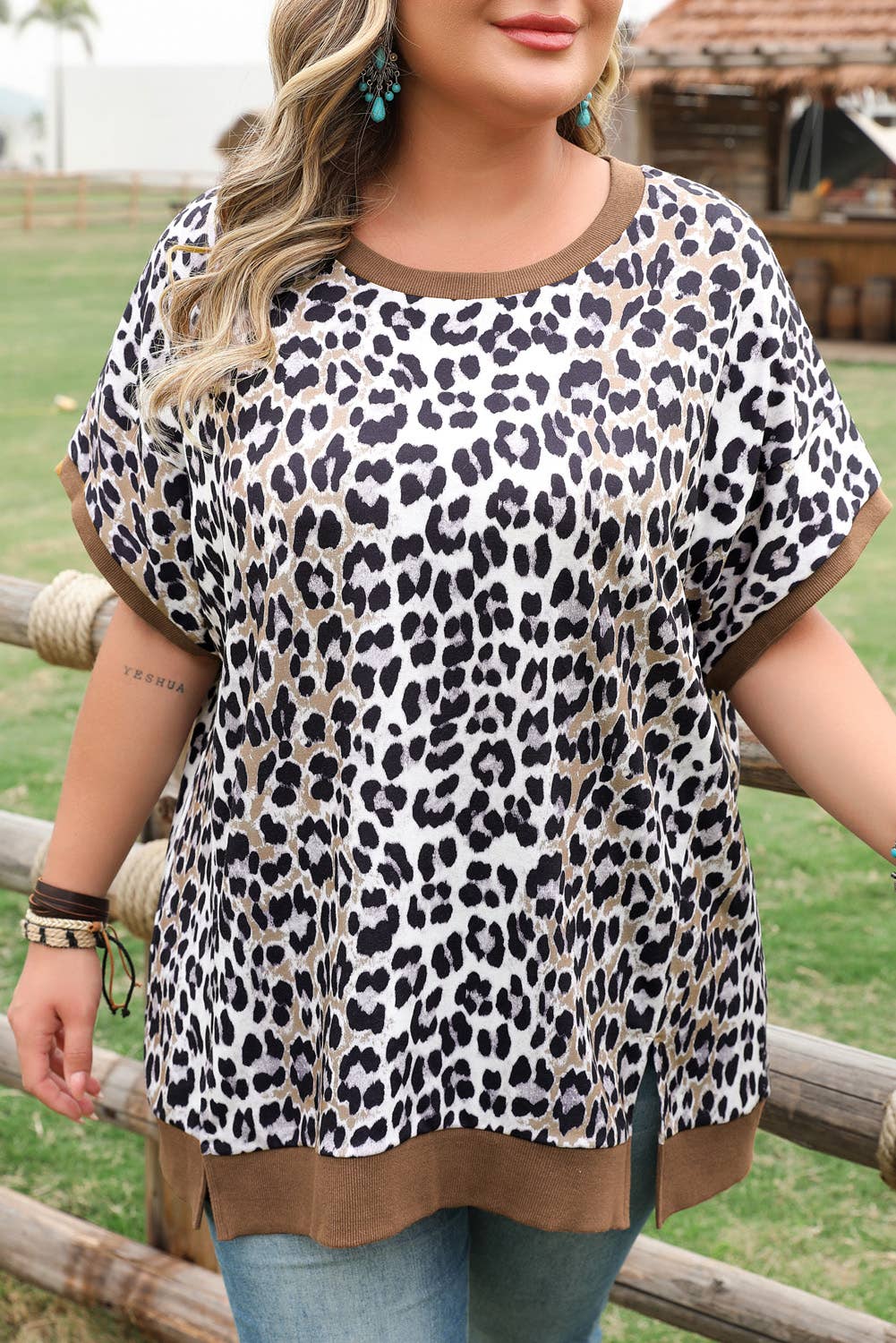 Plus Size Leopard Short Sleeve Summer Top
